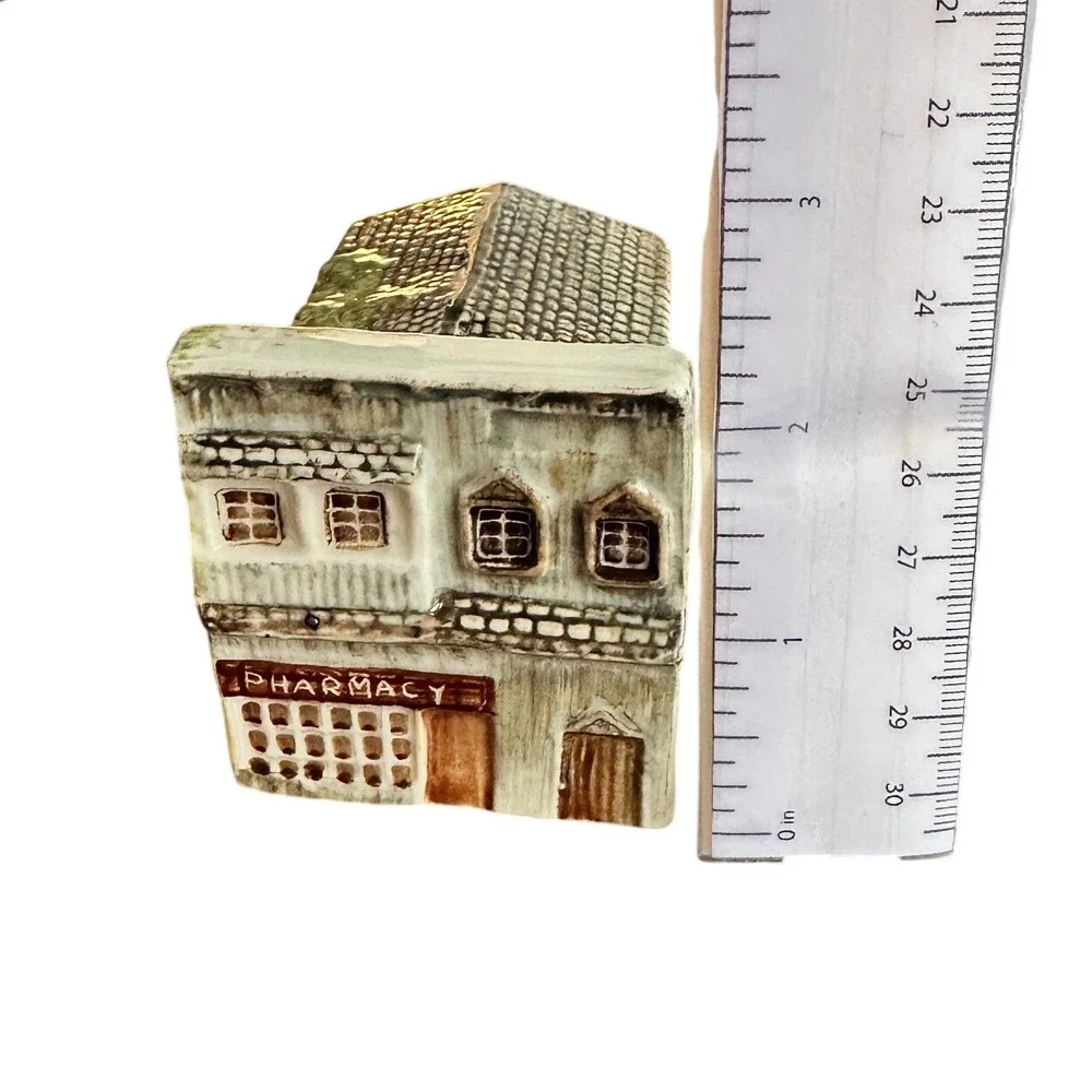 Keller Charles of Philadelphia Miniature Village Lot of 2 Ceramic Pharmacy House